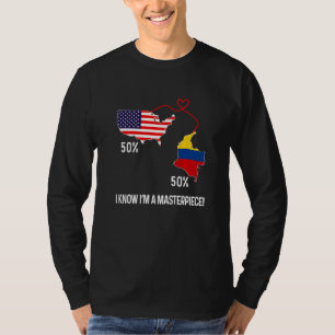 T-shirt Drapeau semi-colombien mi-américain Carte combinée