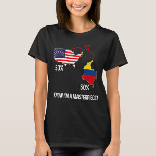 T-shirt Drapeau semi-colombien mi-américain Carte combinée