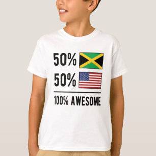 T-shirt Drapeau semi-jamaïcain demi-américain USA Jamaïque
