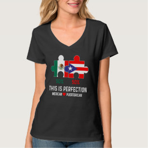 T-shirt Drapeau semi-porto-ricain mi-mexicain Race mixte P