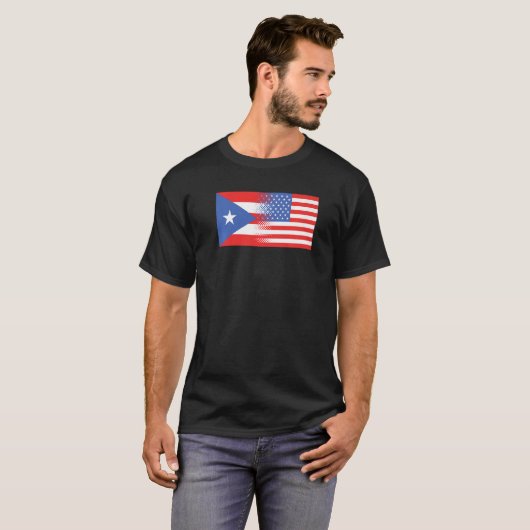 T-shirt Drapeau semi-porto-ricain Porto Rico U (Devant entier)