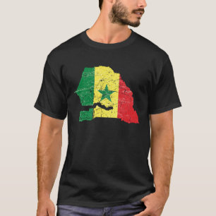 T-shirt Drapeau sénégalais en détresse sur la carte du Sén