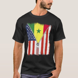 T-shirt Drapeau sénégalais Sénégal américain zip
