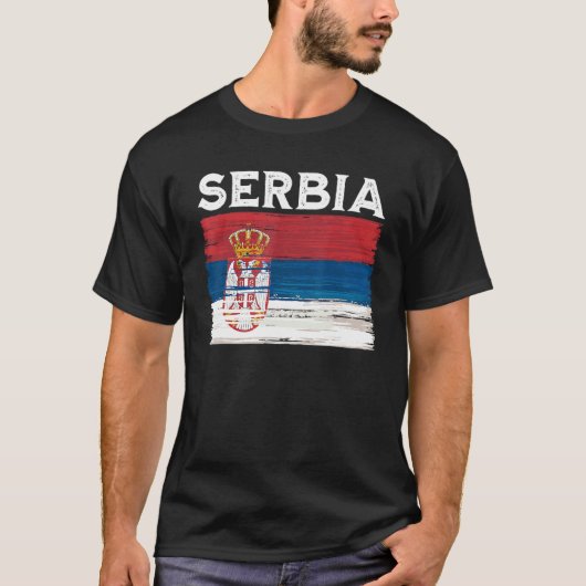 T-shirt Drapeau Serbie Vintage (Devant)