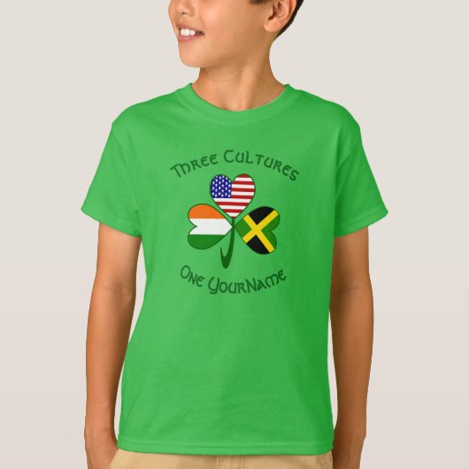 T-shirt Drapeau Shamrock irlandais jamaïcain personnalisé (Devant)