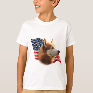 T-shirt Drapeau sibérien Husky (rouge)