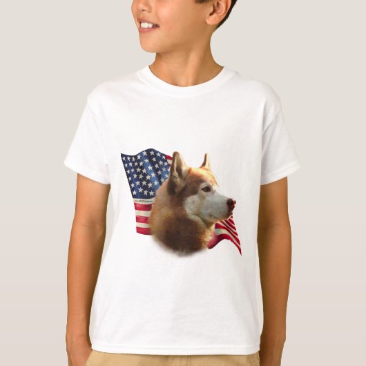 T-shirt Drapeau sibérien Husky (rouge) (Devant)