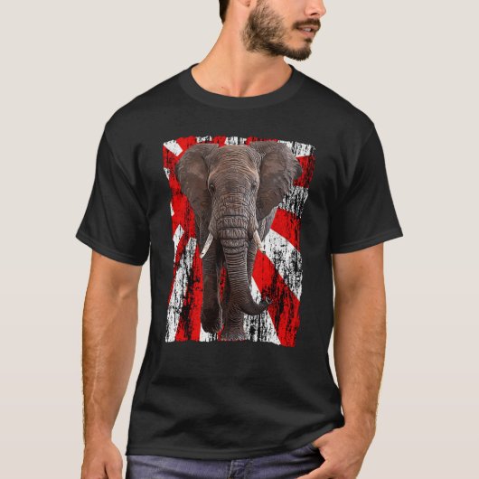 T-shirt Drapeau soleil levant japonais Patriotic Elephant (Devant)