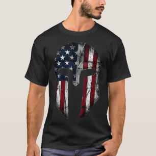 T-shirt Drapeau Spartiate américain pour Hommes Patriotiqu