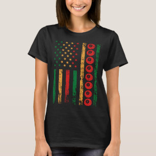 T-shirt Drapeau sportif américain Noir Histoire Mois Billa