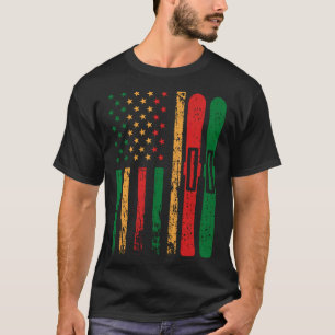 T-shirt Drapeau sportif américain Noir Histoire Mois Neige