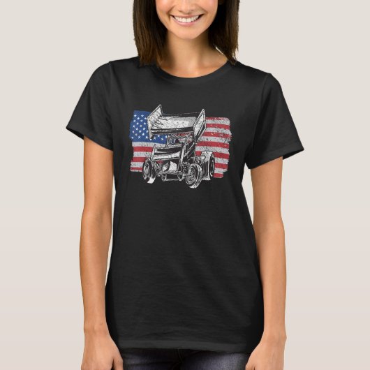 T-shirt Drapeau Sprint Car Racing USA (Devant)