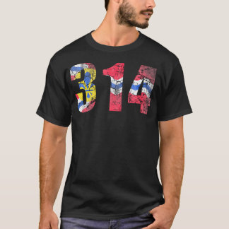 T-shirt Drapeau St Louis Missouri 314 Vintage en détresse