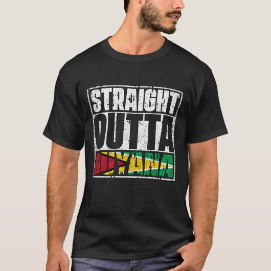 T-shirt Drapeau Strright Outta Guyana (Devant)