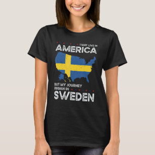 T-shirt Drapeau suédois américain Patriot USA Grosse Suède