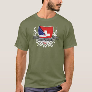 T-shirt Drapeau Suisse-Américain de bouclier