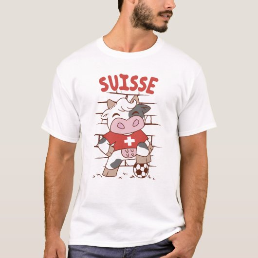 T-shirt Drapeau Suisse de football vaches (Devant)