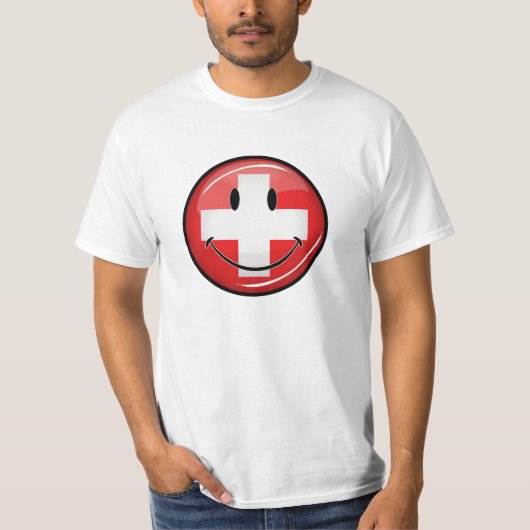 T-shirt Drapeau suisse de sourire (Devant)