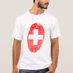 T-shirt Drapeau Suisse empreintes digitales Country Pride