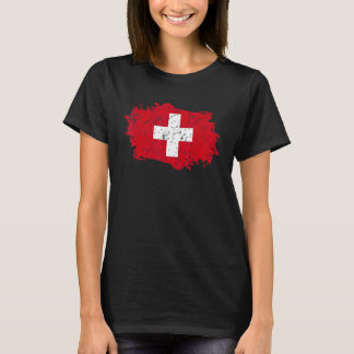 T-shirt Drapeau Suisse Grunge Pays Drapeau Suisse