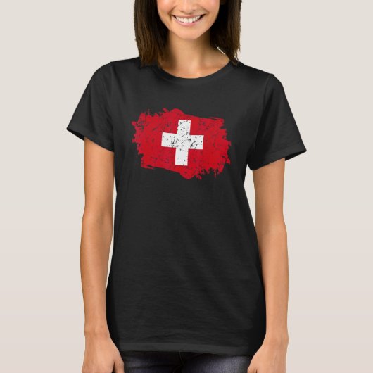 T-shirt Drapeau Suisse Grunge Pays Drapeau Suisse (Devant)