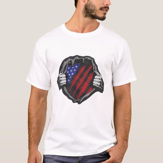 T-shirt Drapeau superhero USA (Devant)
