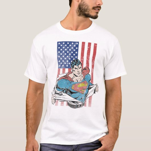 T-shirt Drapeau Superman & US (Devant)