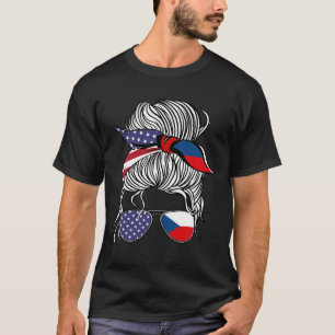 T-shirt Drapeau Tchèque Américaine Femme Czechia Gro