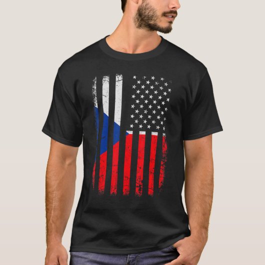 T-shirt Drapeau Tchèque Amérique Pride H République Tchèqu (Devant)