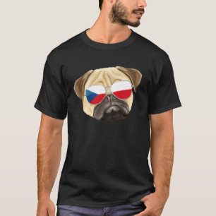 T-shirt Drapeau tchèque Pug Chien République tchèque Poche