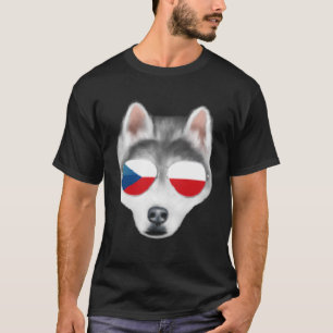 T-shirt Drapeau tchèque Sibérien Husky Chien République tc