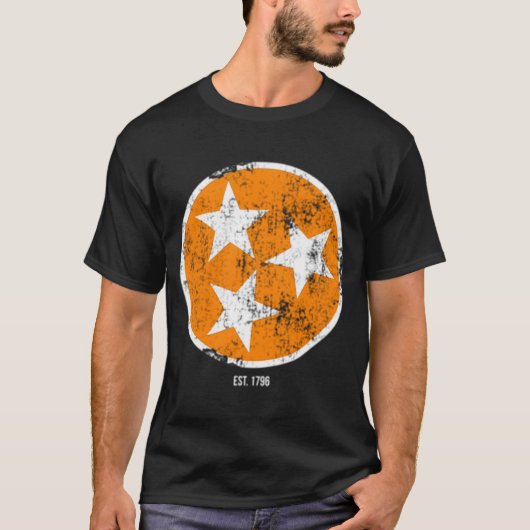T-shirt Drapeau Tn 3 Étoiles Orange Blanc Tennessee Drapea (Devant)
