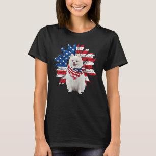 T-shirt Drapeau Tournesol Américain Pomeranian 4 juillet P