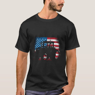 T-shirt Drapeau Tracteur Usa Pour Paysan Patriotique