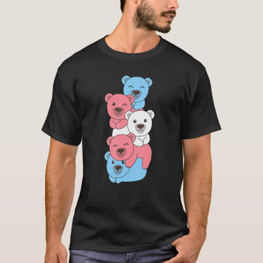 T-shirt Drapeau Transgenre Fierté Lgbtq Bears mignonne Tra (Devant)