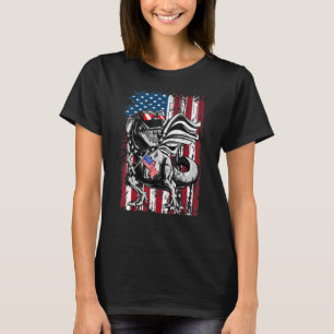 T-shirt Drapeau Trex Popsicle Usa 4 juillet Dinosaur
