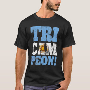 T-shirt Drapeau Tri Campeon Argentine Football Sport Équip
