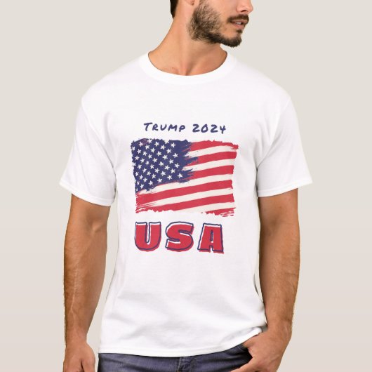 T-shirt Drapeau Trump 2024 USA (Devant)