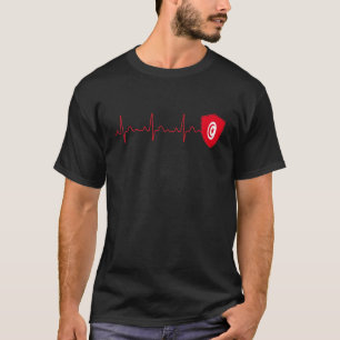 T-shirt Drapeau tunisien Battement de coeur ECG Patriotiqu