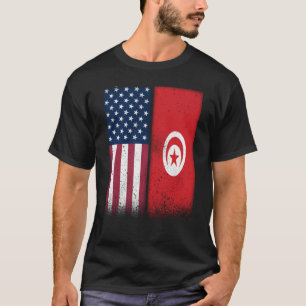 T-shirt Drapeau tunisien USA Et drapeaux de la Tunisie Fiè