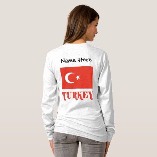 T-shirt Drapeau turc turc personnalisé (Dos entier)
