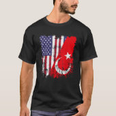 T-shirt Drapeau Turquie - Racines turques - Drapeau à moit (Devant)