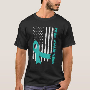 T-shirt Drapeau turquoise américain Mois de sensibilisatio
