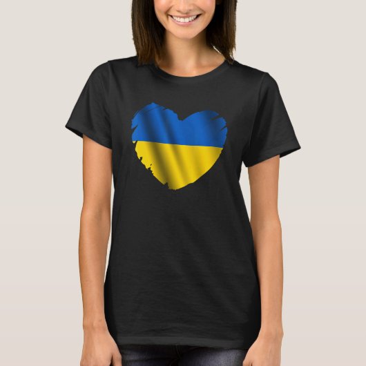 T-shirt Drapeau Ukrain En Forme De Coeur Ukraine Ukraine (Devant)
