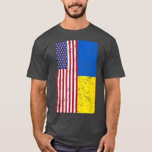 T-shirt Drapeau Ukrainien Américain Ukraine USA Je Me Tien