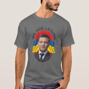 T-shirt Drapeau Ukrainien Avec Le Président Volodymyr Zele