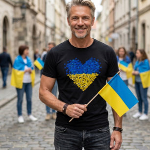 T-shirt Drapeau ukrainien. Envoi d'amour à l'Ukraine. Sout