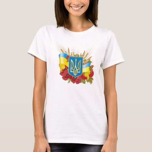 T-shirt Drapeau ukrainien et armoiries. (Devant)