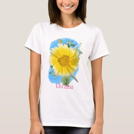 T-shirt Drapeau ukrainien et fleurs (Devant)
