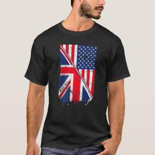 T-shirt Drapeau Union Jack & Américain Pour Expat Britanni
